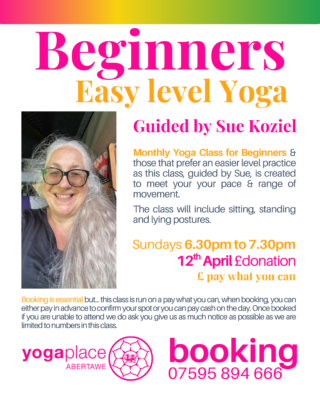 Easy Level Monthly Beginners Yoga Sunday 12th April