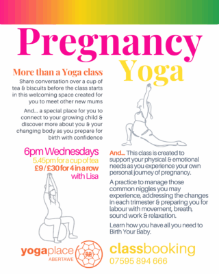 Pregnancy Yoga at Yoga Place Abertawe, Clydach.
