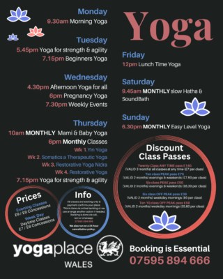 Yoga Place Abertawe Clydach Wales, Yoga Class Timetable Weekly & Monthly Yoga Classes