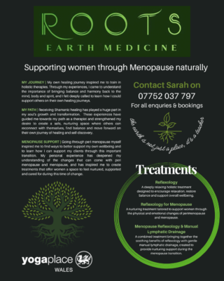 Roots Earth Medicine - supporting women through menopause naturally here at Yoga Place Abertawe